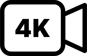 Outline image of video camera with 4k written inside | BAI Tiktok video subtitles generator